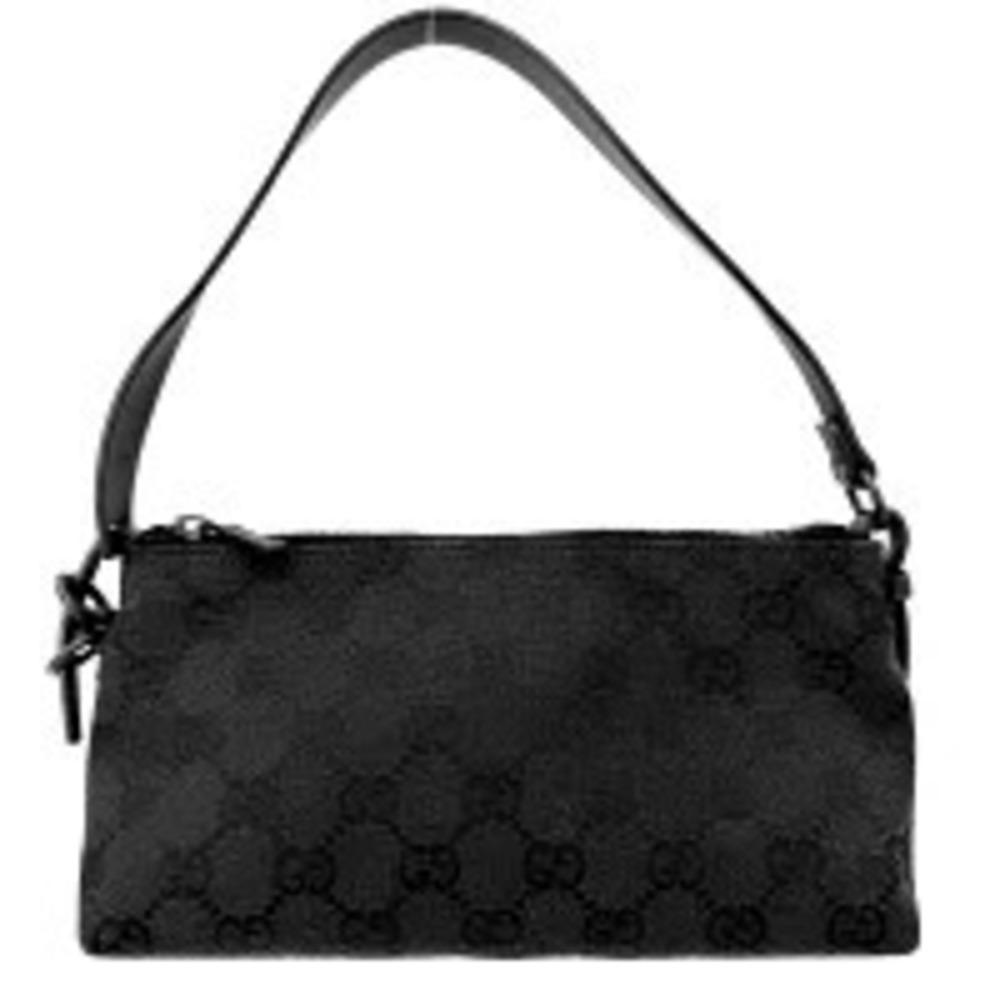 Gucci black leather bag Hobo hand handbag GG accessory